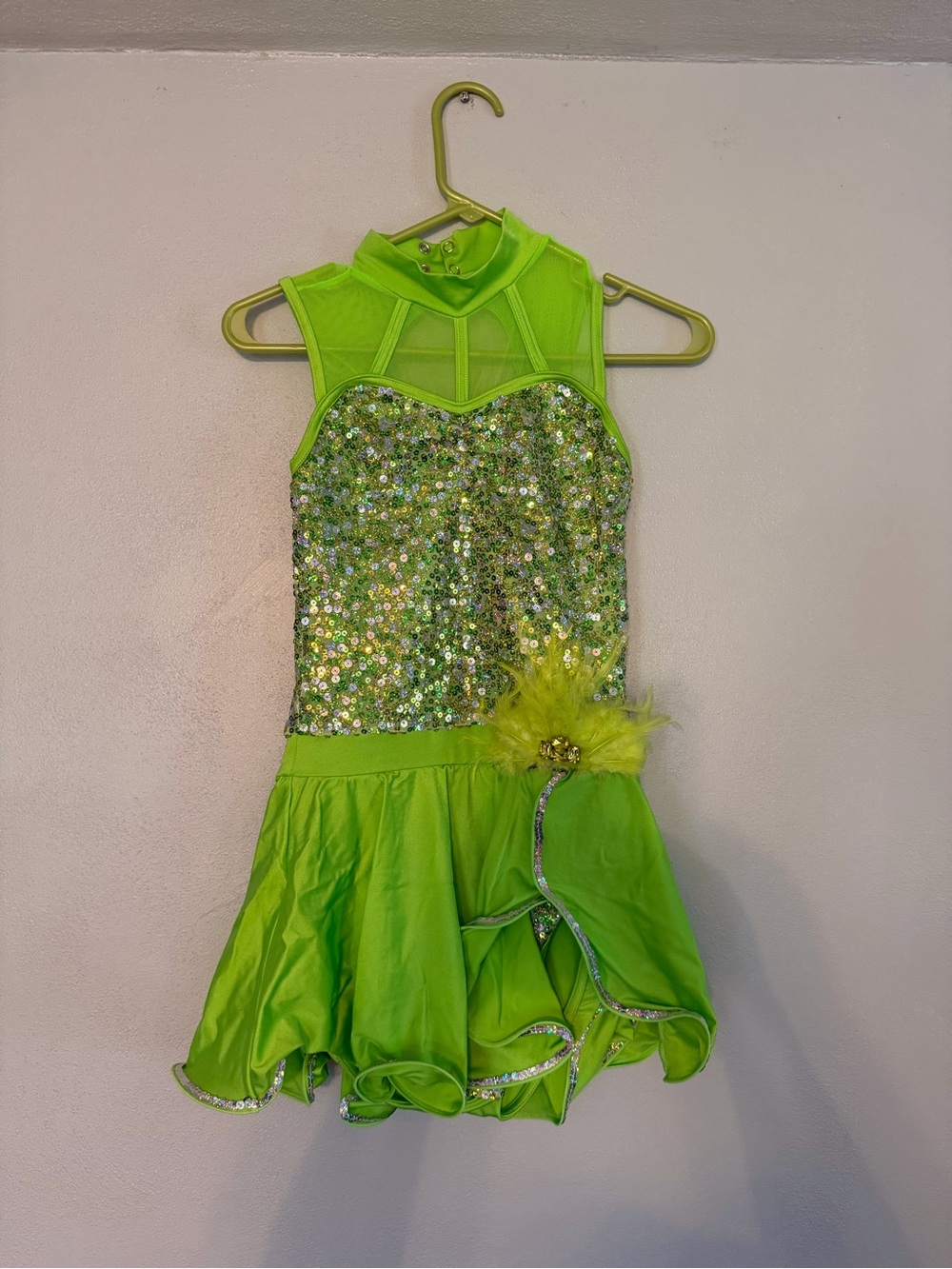 Weissman Neon Lime Sequin Dance Dress